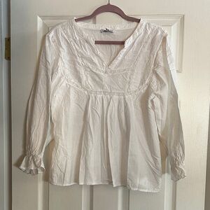 Elegant White Blouse with Lace Detailing